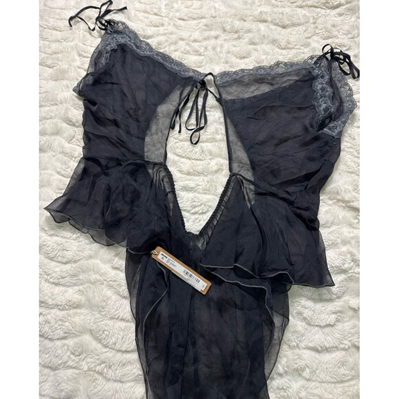 Skims Romance Lace Tie-Front Sheer Silk Teddy size XL - Picture 6 of 7